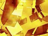 Close-up of three-dimensional shapes on a yellow background