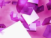 Close-up of three-dimensional shapes on a pink background