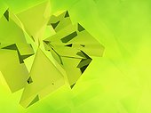 Three-dimensional triangle shapes on a green background