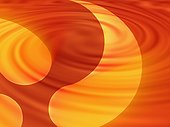 Close-up of a spiral pattern on an orange background