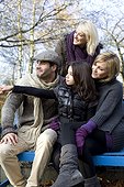 Family sitting on bench