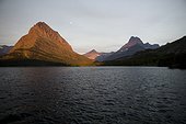 Sunrise on Lake McDonald in Glacier National Park in the Rocky Mountains.