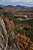 Fall foliage from top of Cathedral Ledge at Echo Lake State Park in North Conway, New Hampshire, USA