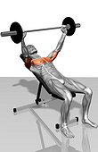 The muscles involved in the bench press incline exercise. The agonist (active) muscles of the body are highlighted.