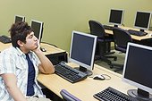 Student in computer room