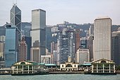 Star Ferry Central Pier. China, Hong Kong, view of the Star Ferry Central Pier against the backdrop of Central District highrise