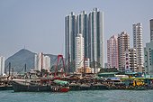 Aberdeen housing estates. China, Hong Kong, Aberdeen, Aberdeen Harbour and Aberdeen housing estates