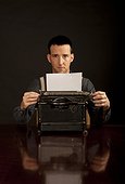 new page. writer starting new page on classic typewriter