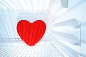 Red heart shape in refrigerator