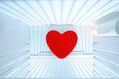 Red heart shape in refrigerator
