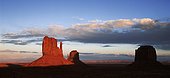Monument Valley at sunset. USA,Utah,Monument Valley Tribal Park,The Mittens and Merrick Butte at sunset