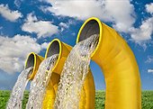 three yellow water pipes