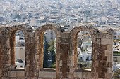 Theatre of Herodes Atticus the Acropolis. windows at the Theatre of Herodes Atticus at the Acropolis with the city beyond