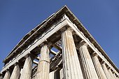 Hephaisteion temple in Ancient Agora. wide view looking up at the Hephaisteion temple in Ancient Agora