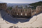 Theatre of Herodes Atticus at the Acropolis. ruins of the Theatre of Herodes Atticus in the Acropolis with the city beyond