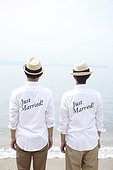 Just Married Men on the beach
