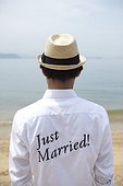 Just Married Men on the beach