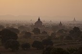 Morning view of the ancient temple landscape in Bagan, Myanmar.