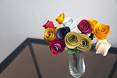 Paper roses in a vase