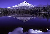Trillium Lake and Mt Hood in the snow. Trillium lake is a lake situated 7.5 miles south-southwest of Mount Hood in the U.S. state of Oregon. It is formed by a dam at the headwaters of Mud Creek, tributary to the Salmon River.