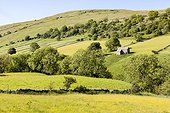 June 2017 Yorkshire Dales - Summer in the Yorkshire Dales - A typical stone barn in Upper Wharfedale near the village of Hubberholme, North Yorkshire UK