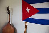 Musical instruments and a Cuban flag