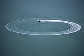 Speedboat with circular wake