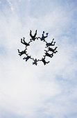 Skydivers freefalling in formation