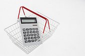 supermarket basket and calculator