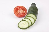 Cucumber and cucumber slices, tomato