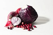 Red vegetables, red cabbage, onions