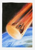 Illustration of Apollo 11 command module entering earth's atmosphere