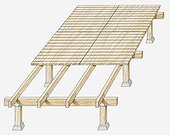 Illustration of partly laid wooden decking