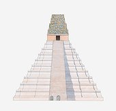 Illustration of Pyramid of the Giant Jaguar, Tikal, Guatemala