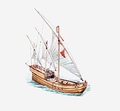 Illustration of Christopher Columbus' ship, the Nina