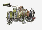 Cross section illustration Pacific of Flying Scotsman and inset