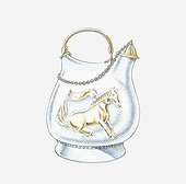 Illustration of Tang silver wine jug with gilded dancing horse motif, Chang'an, China, AD600-900