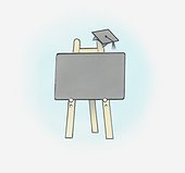 Illustration of blackboard and mortar board