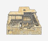 Illustration of a house, Mohenjo-Daro, Indus Valley
