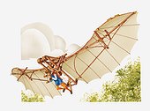 Illustration of Leonardo da Vinci's ornithopter flying machine