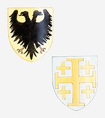 Illustration of German Reichsadler (double-headed eagle) and Crusaders' Cross coats of arms