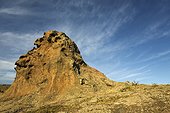 A rock formation on Cerro Chenque, a mountain overlooking the city of Comodoro Rivadavia, Patagonia, Argentina.. A wind-blasted rock outcrop, in Patagonia, Argentina.