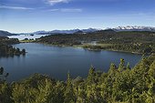 Lago Nahuel Huapi at Llao Llao, Parque Nacional Nahuel Huapi, near San Carlos de Bariloche, Lake District, Patagonia, Argentina.. A mountain and lake scene, in Parque Nacional Nahuel Huapi, Patagonia.