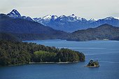 Lago Nahuel Huapi, Parque Nacional Nahuel Huapi, near San Carlos de Bariloche, Lake District, Patagonia, Argentina.. A mountain and lake scene, in Parque Nacional Nahuel Huapi, Patagonia.