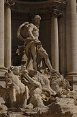 Rome, Italy.. A detail of the famous Trevi Fountain.