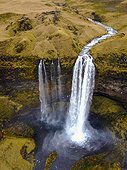 Vik, Seljafoss, Iceland. Aerial view of Seljafoss waterfall in Iceland.