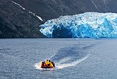 Chili Chile/Aisén San Rafael Lagoon, the front of the San Rafael Glacier, also known as the San Valentín Glacier, flowing into the sea in the Lagoon located in the northern part of Campo de Hielo Norte in the Eastern Chilean Patagonia