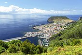 Portugal, Azores, Sao Jorge Island, Atlantic ocean, Velas, View of the town