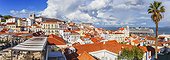 Portugal, Distrito de Lisboa, Lisbon, Tagus, Tejo, Tagus, Alfama, Alfama, view over the old town fro Miradouro das Porta do Sol