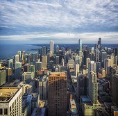United States, Illinois, Chicago, Downtown, Gold Coast, view of the town
